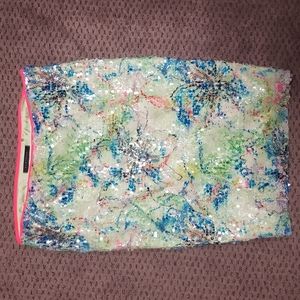 ELIE TAHARI silk and sequin tea length skirt, size 6